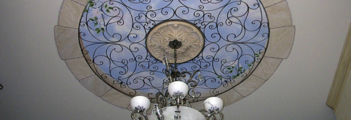 Ceiling with Wrought Iron and Sky