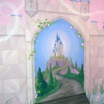 Magic custom mural of cinderellas castle for little girls room