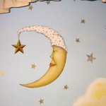 Custom Mural for childs room, sleepy moon wall painting