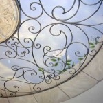 Custom Ceiling Sky Mural with Wrought Iron, detail