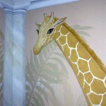 hand painted giraffe mural